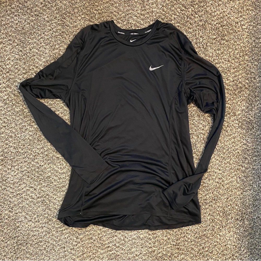 Men’s Nike Running Black Compression Long Sleeve Running Shirt Size Large